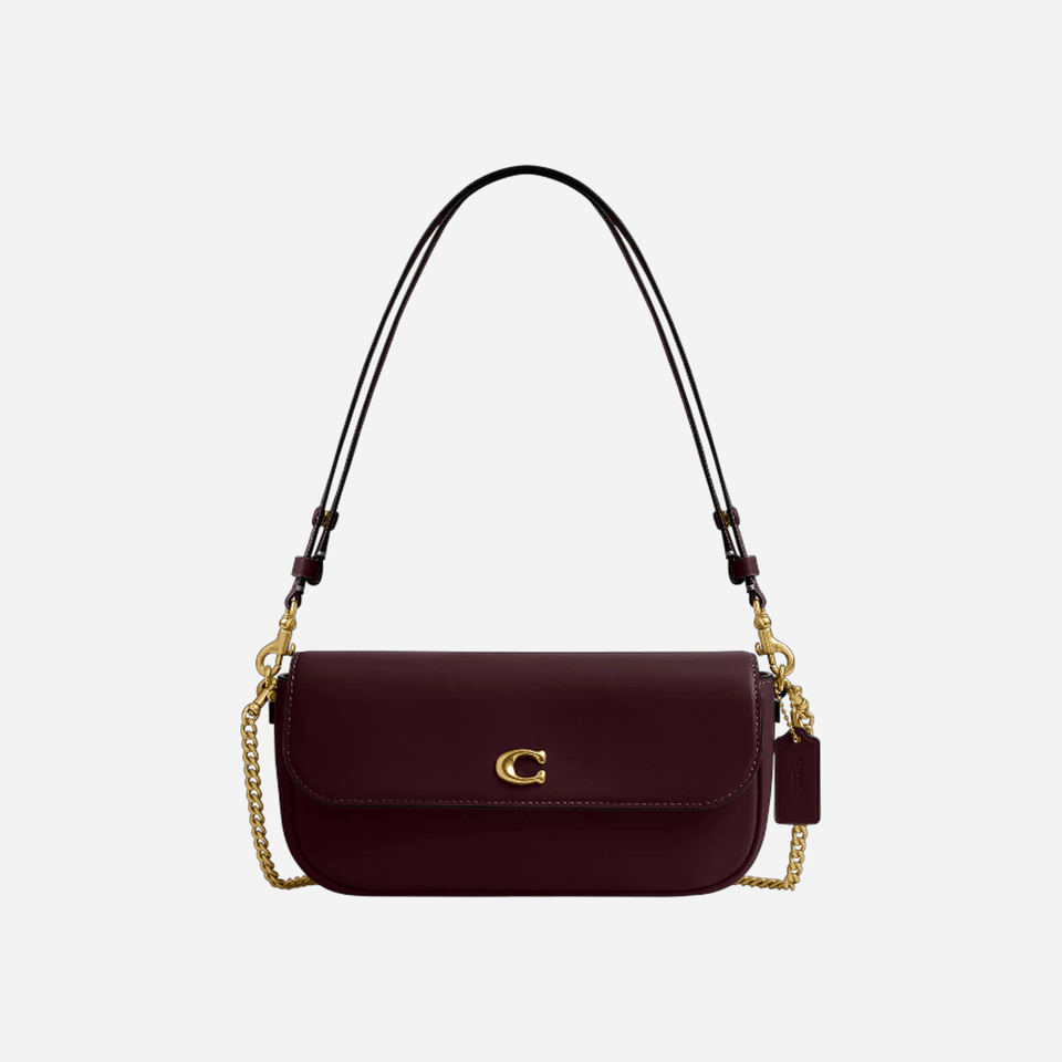 Coach Brook Flap Chain Bag Brass Merlot