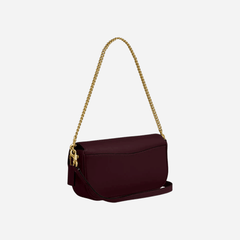 Coach Brook Flap Chain Bag Brass Merlot