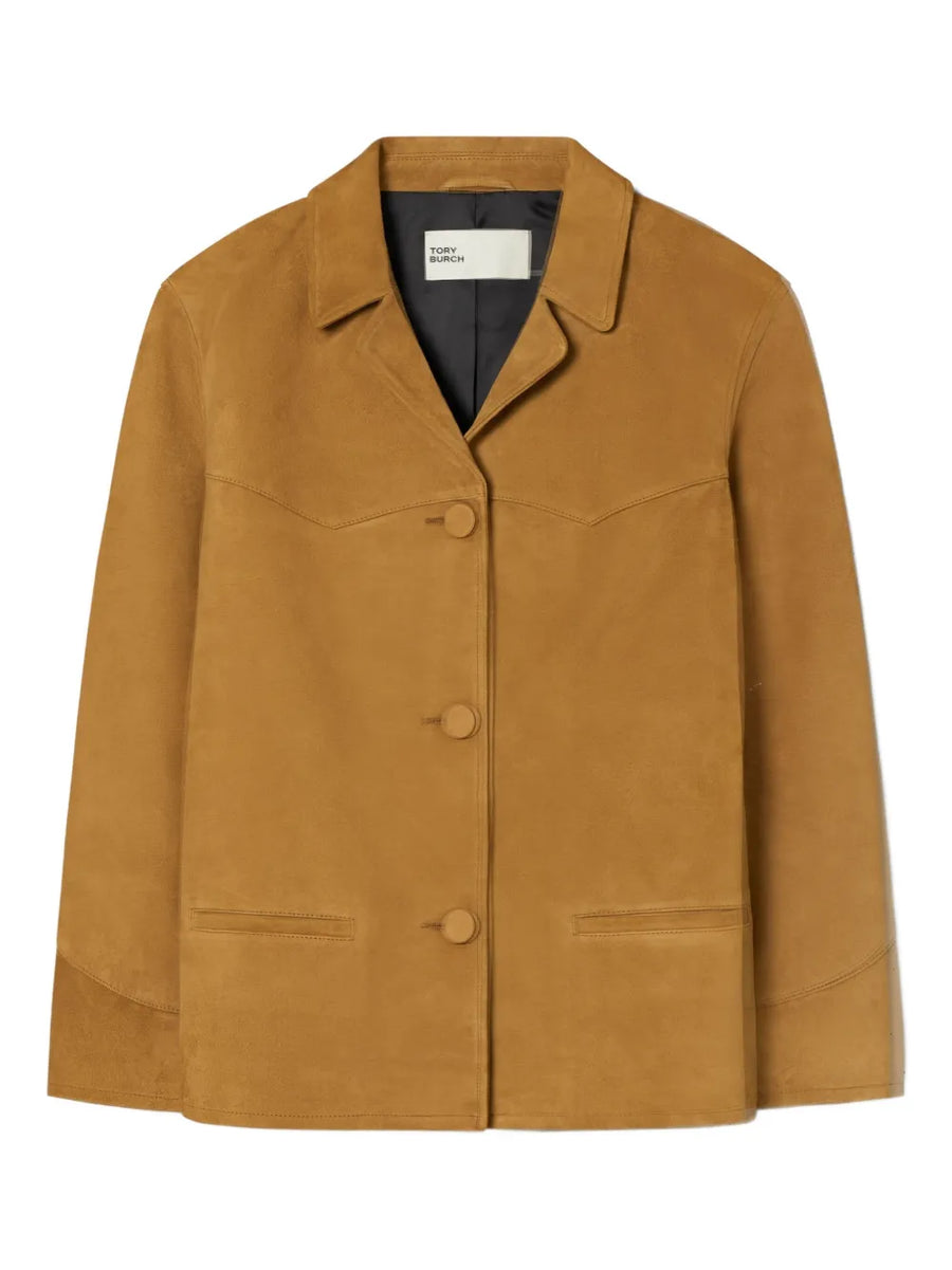 single-breasted suede blazer