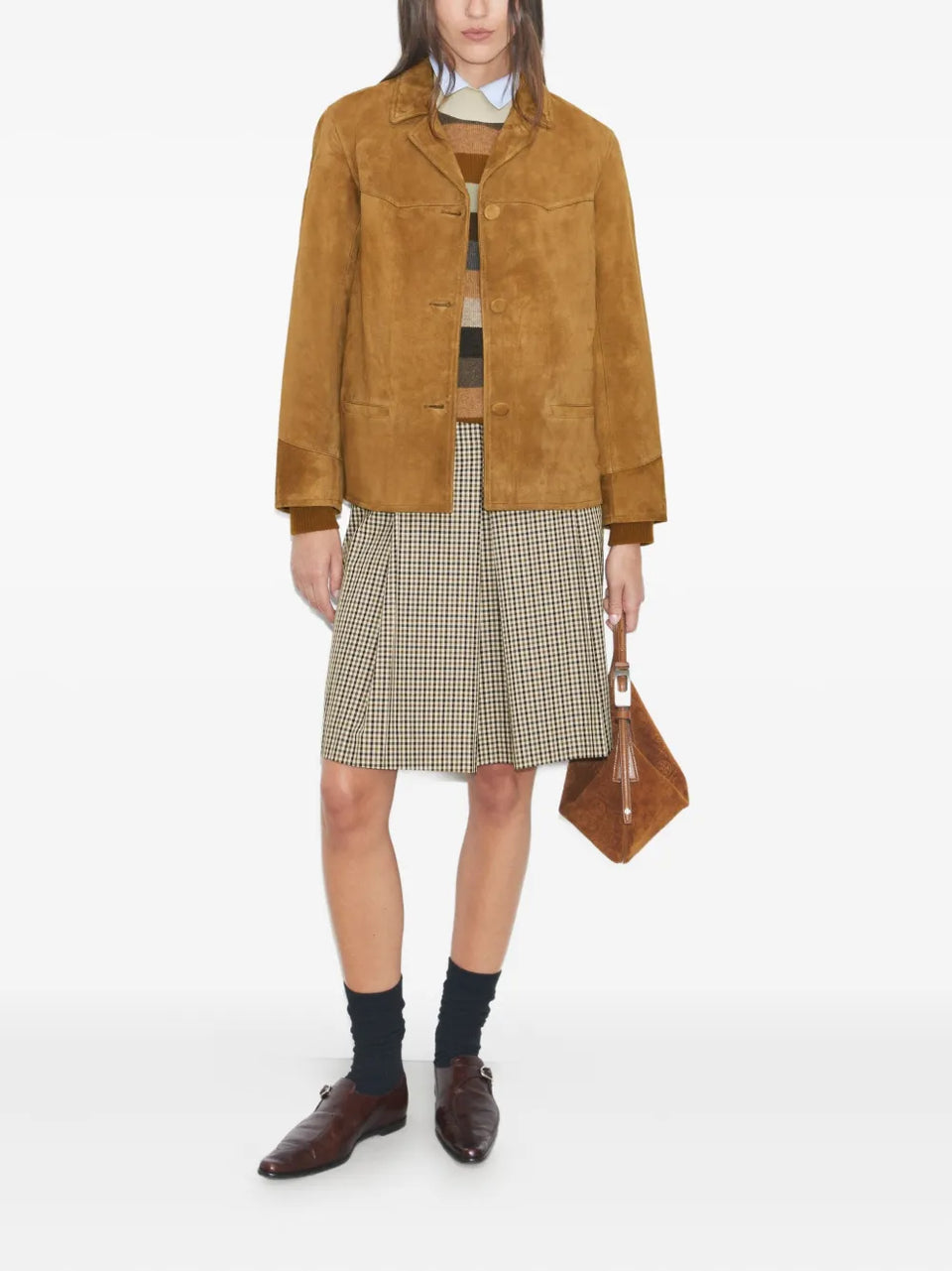 single-breasted suede blazer
