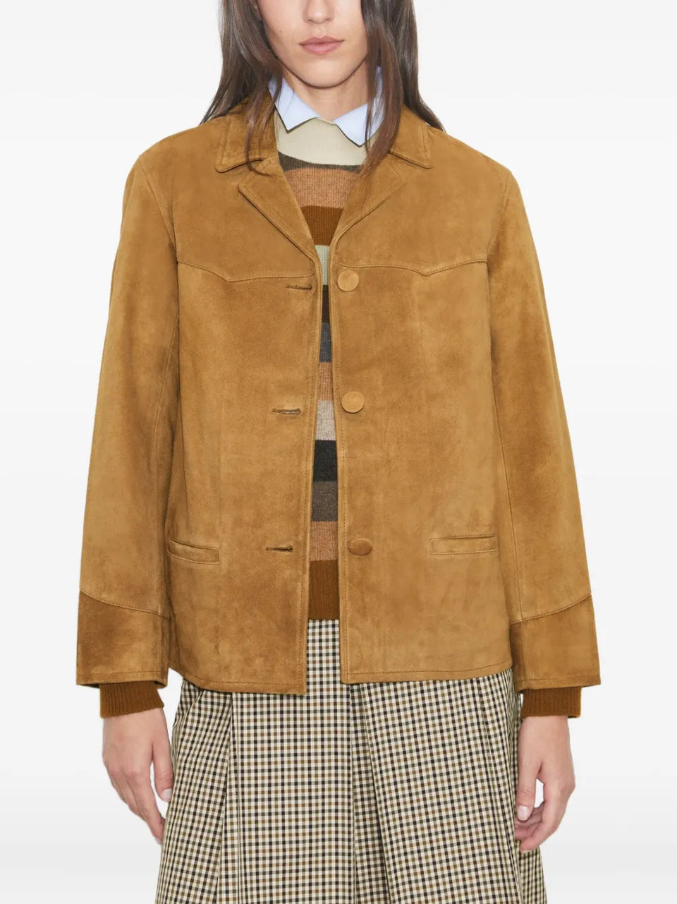 single-breasted suede blazer