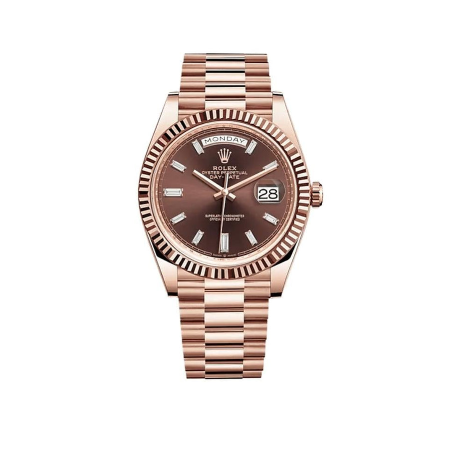 Rolex | Day-Date | 228235 | Rose gold | 42 mm | Rose gold | Brown | Automatic