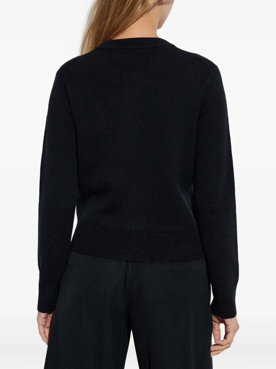 heart-embroidered button wool cardigan
