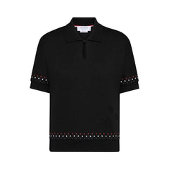 Thom Browne Stars & Snowflake Embroidery Polo Shirt Black