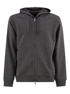 hooded zip-front sweatshirt