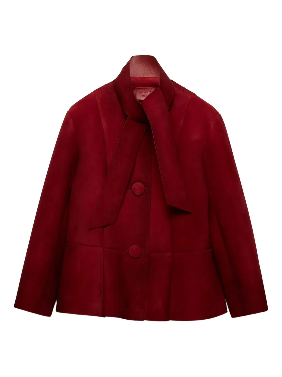 buttoned scarf bonded jacket