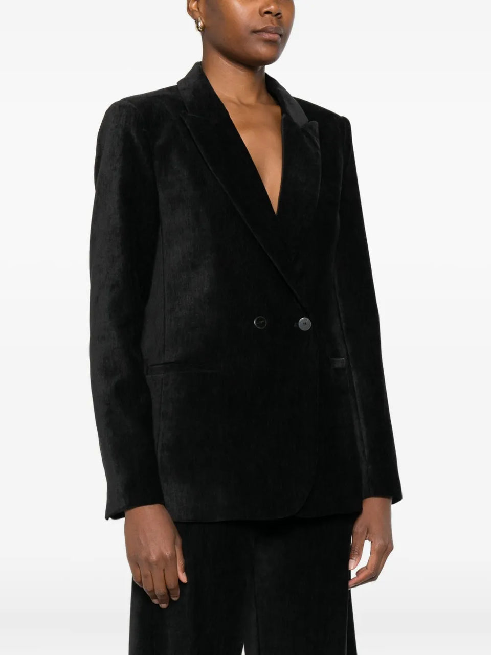 double-breasted velvet blazer