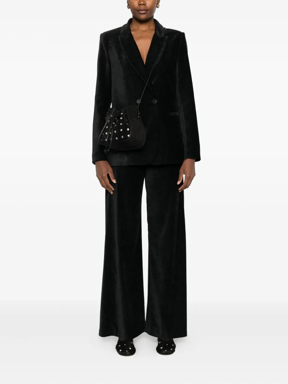 double-breasted velvet blazer