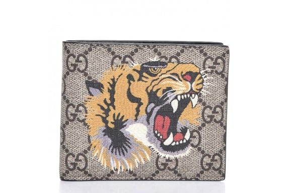 Gucci Bifold Wallet GG Supreme Tiger Beige