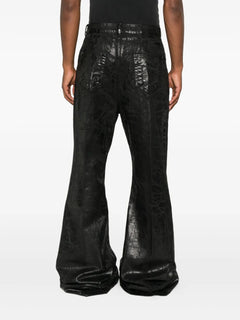 metallic-effect flared trousers