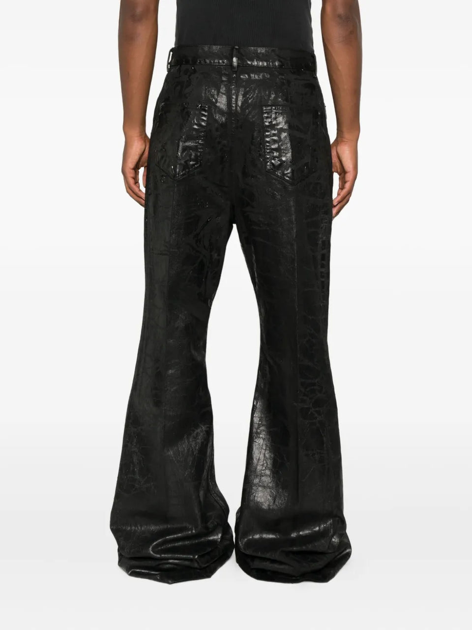 metallic-effect flared trousers