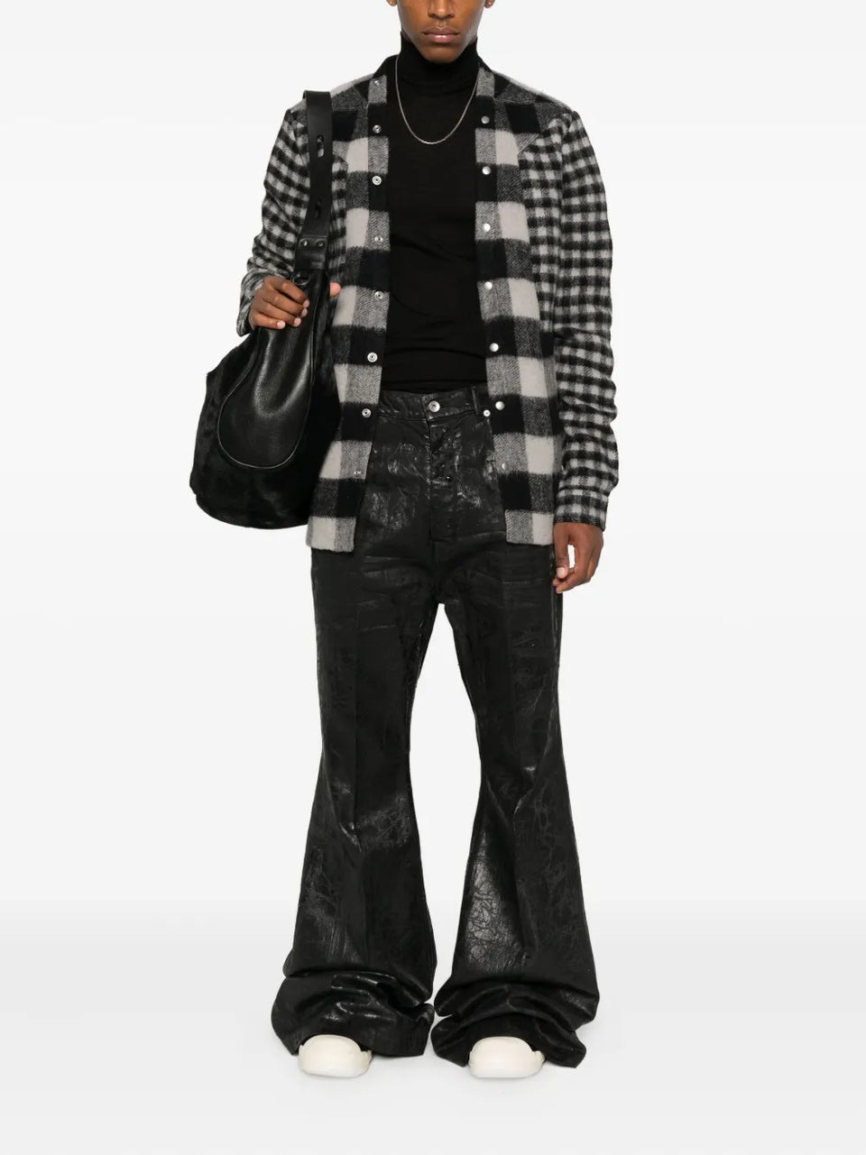 metallic-effect flared trousers