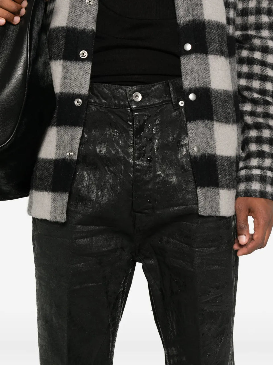 metallic-effect flared trousers