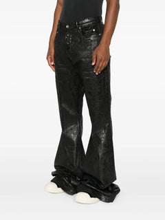 metallic-effect flared trousers