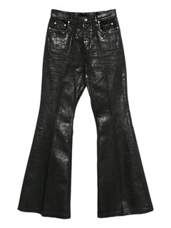 metallic-effect flared trousers