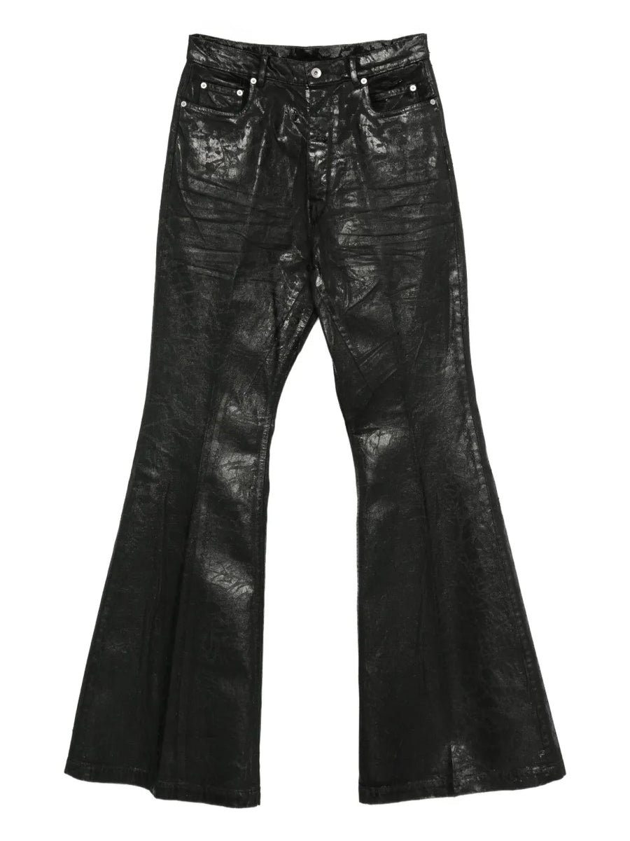 metallic-effect flared trousers