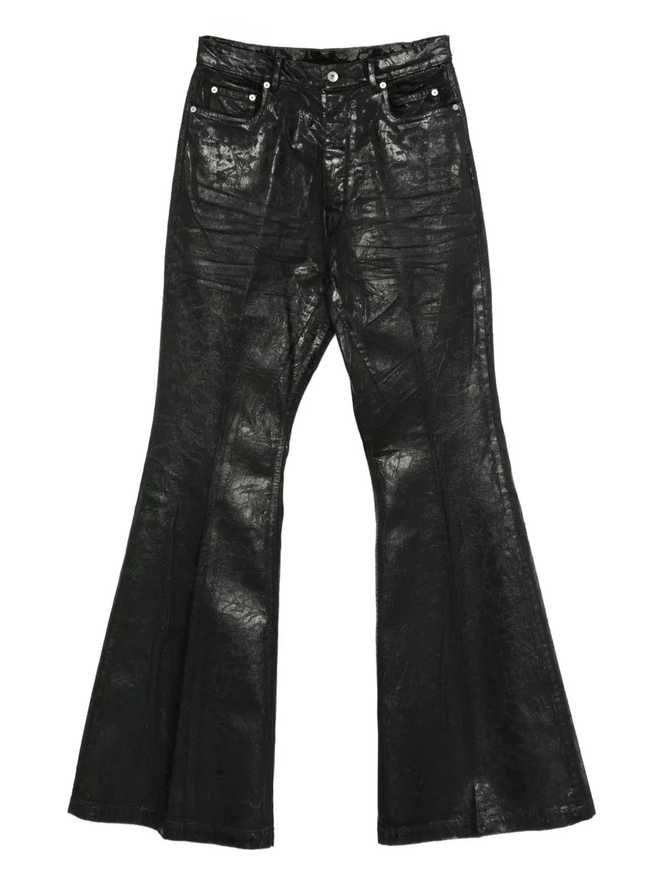 metallic-effect flared trousers