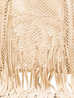 Resort 2011 Fringe Crochet Woven Mesh Large Leather Tote