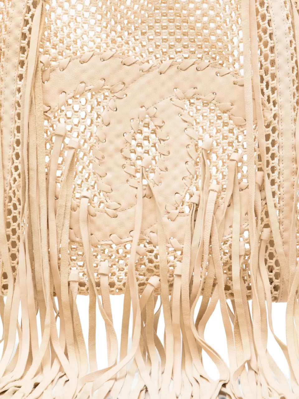 Resort 2011 Fringe Crochet Woven Mesh Large Leather Tote