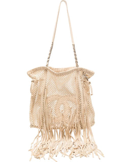 Resort 2011 Fringe Crochet Woven Mesh Large Leather Tote