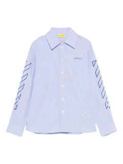 striped logo-embroidered shirt