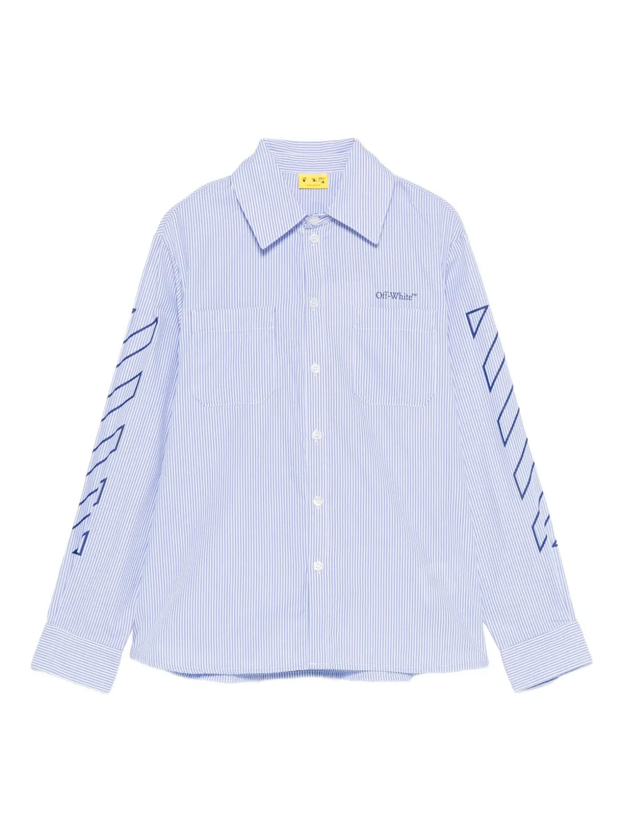 striped logo-embroidered shirt