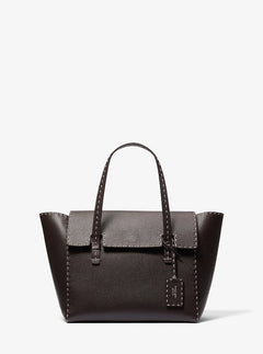 Michael Kors Sophia Hand-Stitched Pebbled Leather Satchel Chocolate