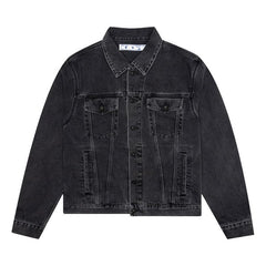 Off-White Negative Mark Slim Denim Jacket Medium Grey