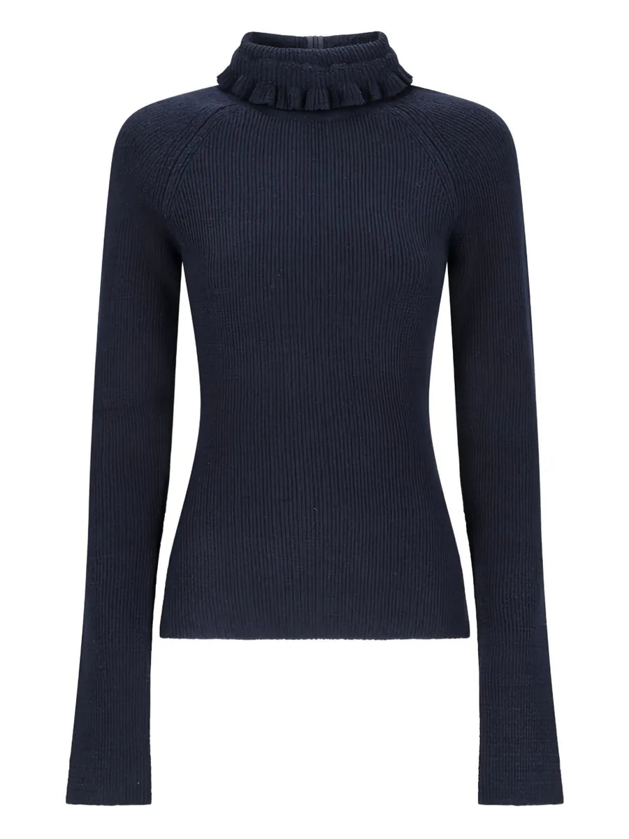 ruffled long-sleeve top