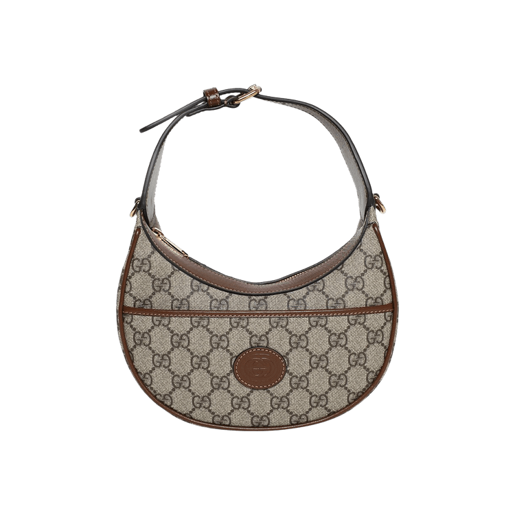 Gucci Half Moon Shaped Mini Bag With Interlocking G Beige/Ebony Supreme