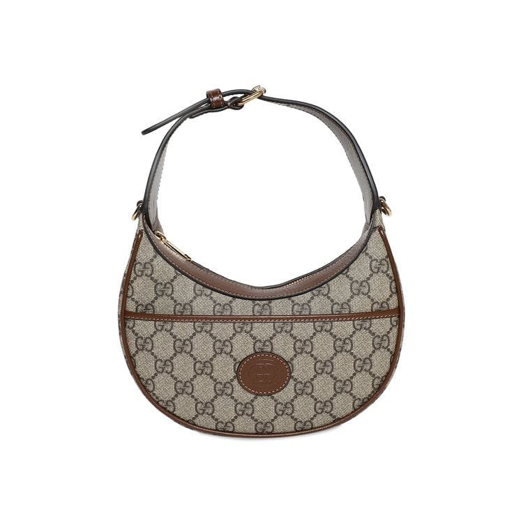 Gucci Half Moon Shaped Mini Bag With Interlocking G Beige/Ebony Supreme