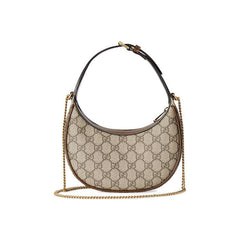 Gucci Half Moon Shaped Mini Bag With Interlocking G Beige/Ebony Supreme