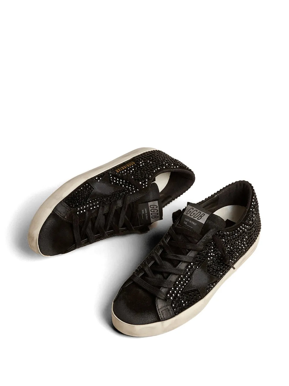 Super-Star in black suede with Swarovski crystals and black suede star sneakers