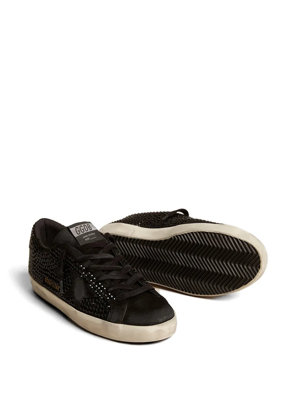 Super-Star in black suede with Swarovski crystals and black suede star sneakers