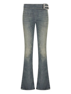 logo-buckle jeans
