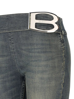 logo-buckle jeans