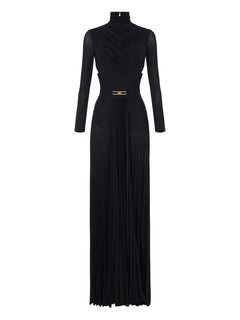 draping pleated maxi dress