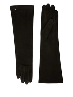 logo-charm leather gloves