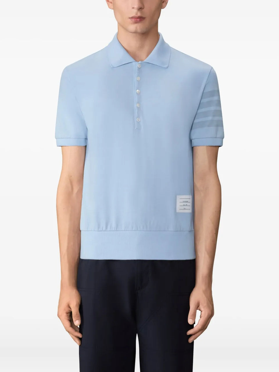 4-bar stripe-detail button-fastening polo shirt