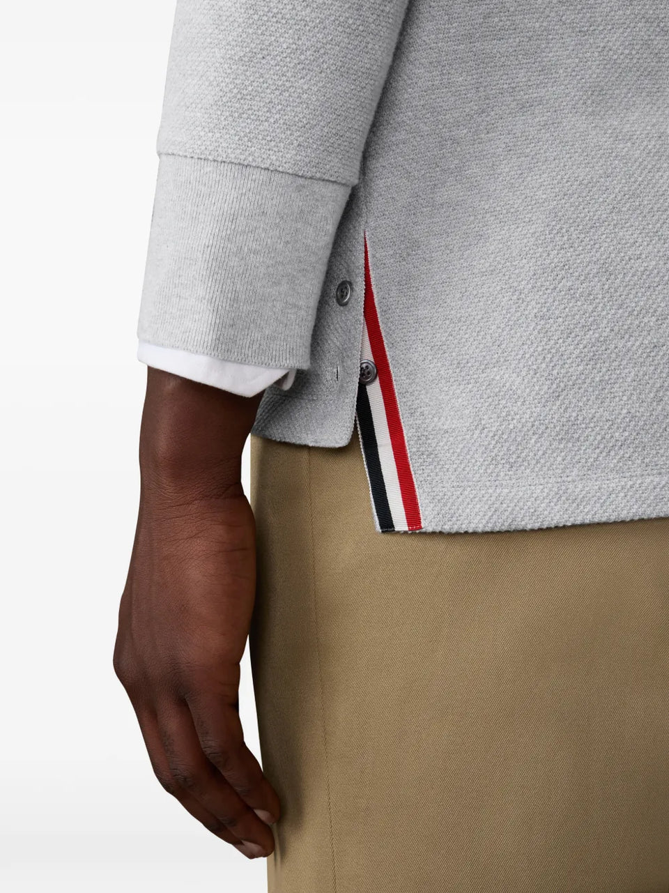 4-Bar textured-pique cardigan