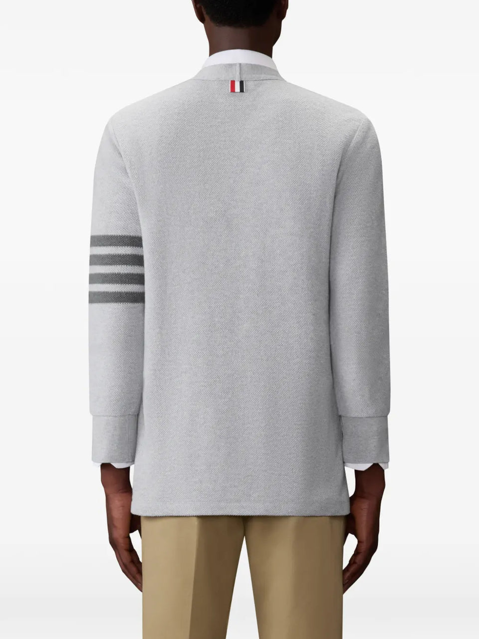 4-Bar textured-pique cardigan