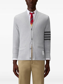 4-Bar textured-pique cardigan