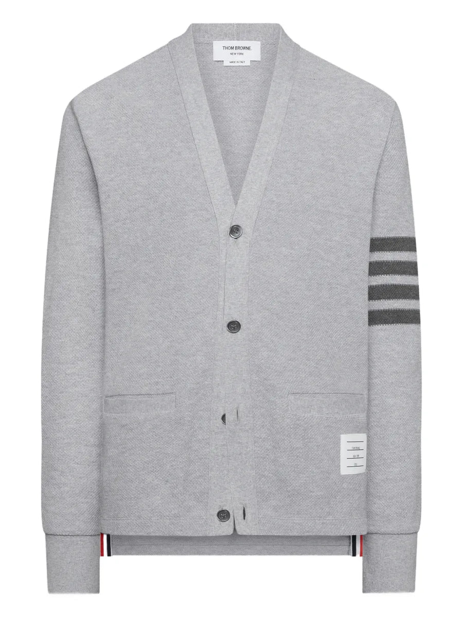 4-Bar textured-pique cardigan