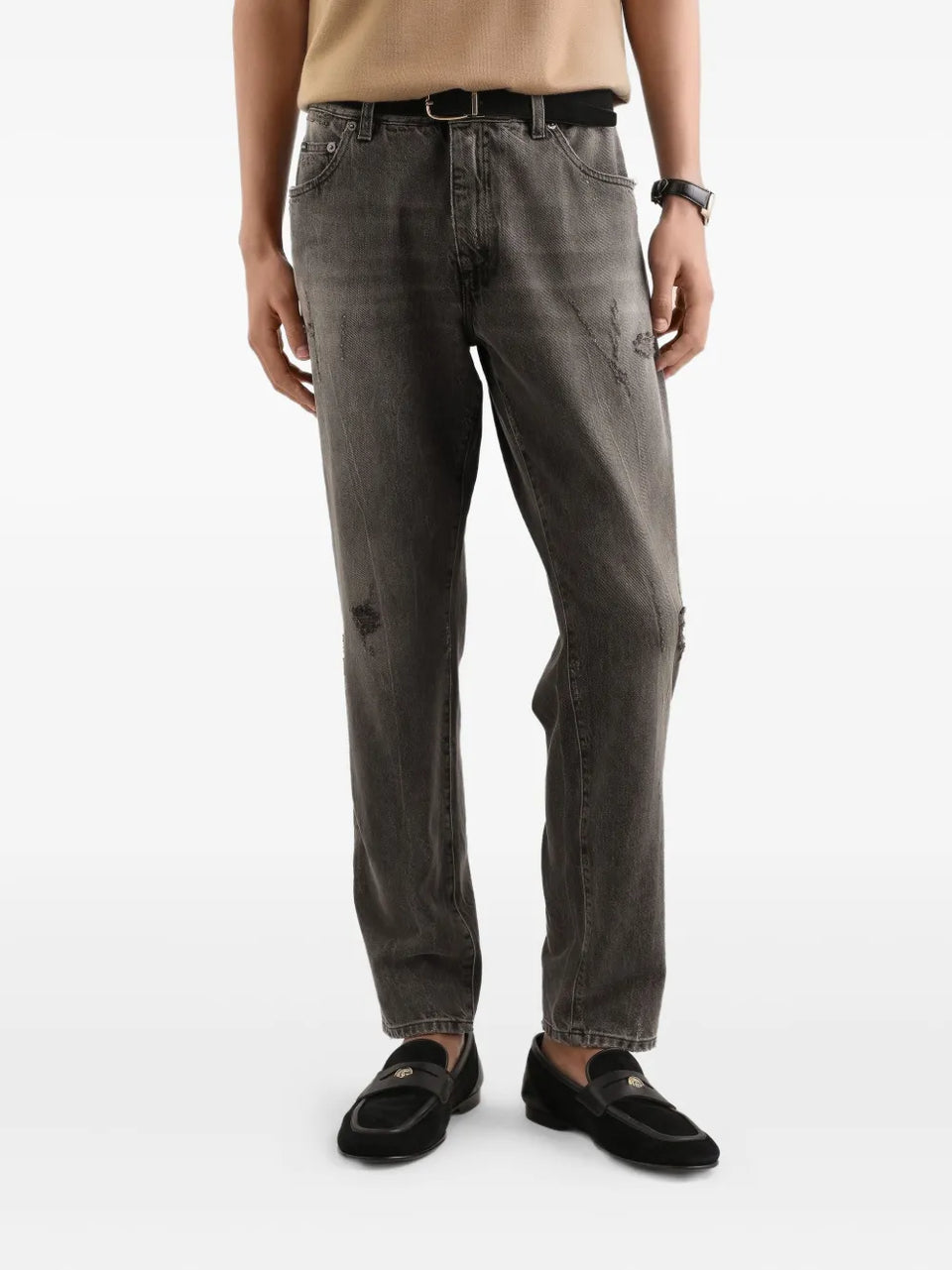 distressed-effect jeans