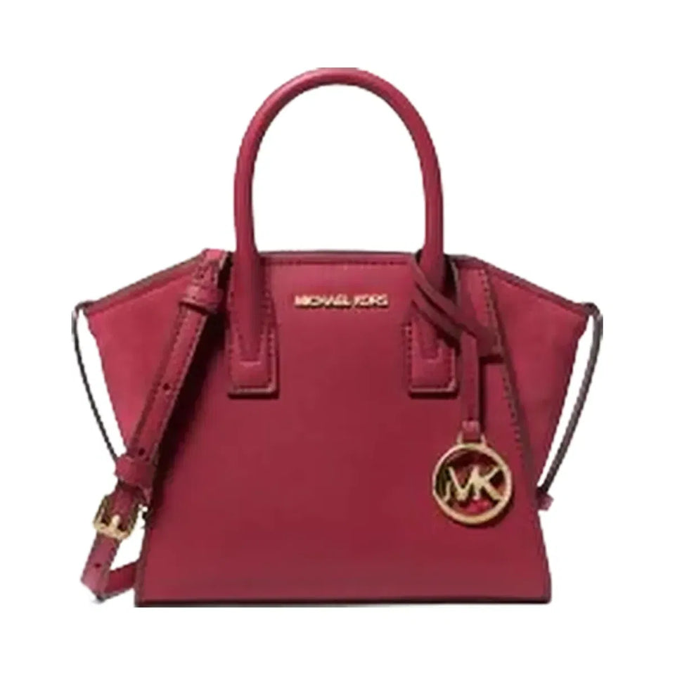 Michael Kors Avril Extra-Small Leather and Suede Satchel Cherry