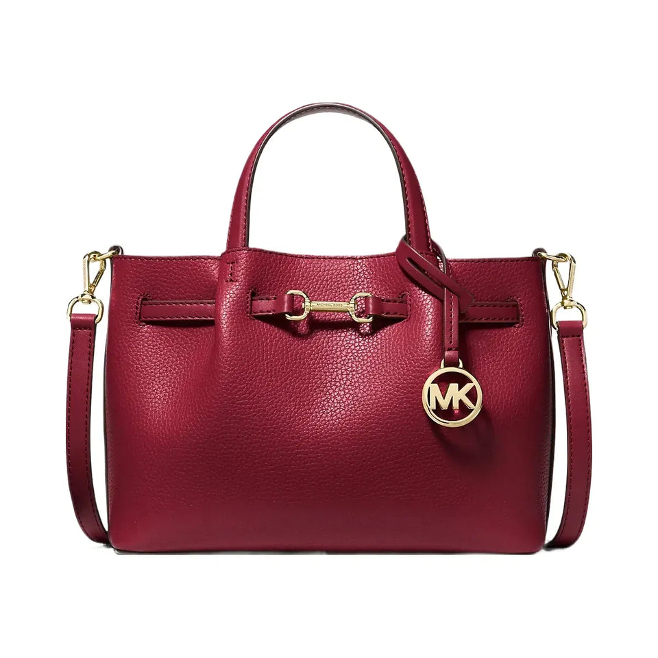 Michael Kors Carson Small Pebbled Leather Satchel Cherry