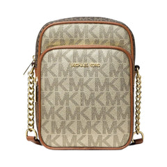 Michael Kors Jet Set Medium Metallic Signature Logo Crossbody Bag Pl Gld Multi