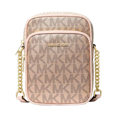 Michael Kors Jet Set Medium Metallic Signature Logo Crossbody Bag Rs Gld Multi
