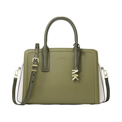 Michael Kors Laila Medium Color-Block Pebbled Leather Satchel Pstachio Mlt
