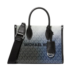 Michael Kors Sheila Large Two-Tone Signature Logo Tote Bag Black Combo